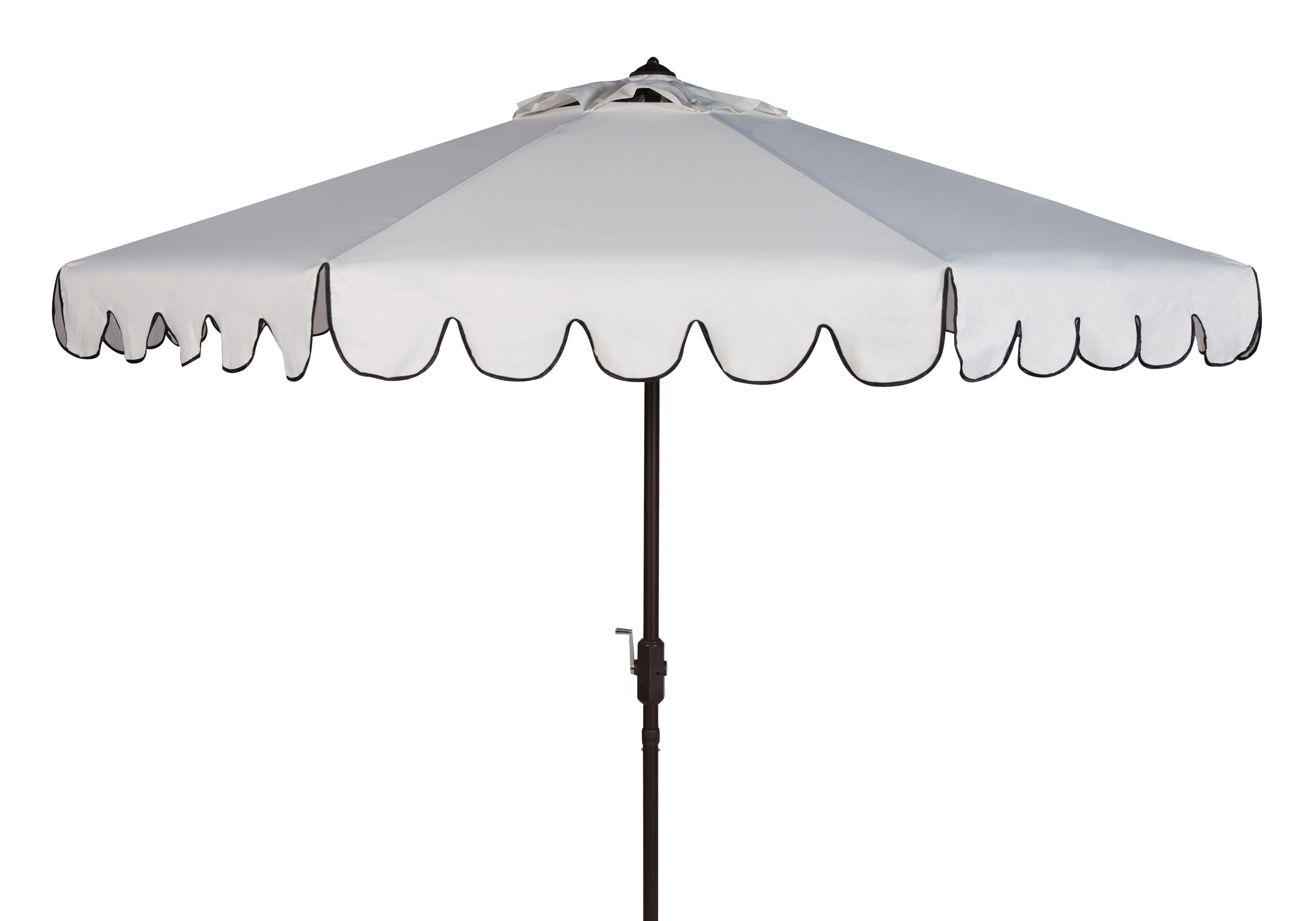 Venice Single Scallop 9Ft Crank Outdoor Push Button Tilt Umbrella - White/Black - Arlo Home - Image 1
