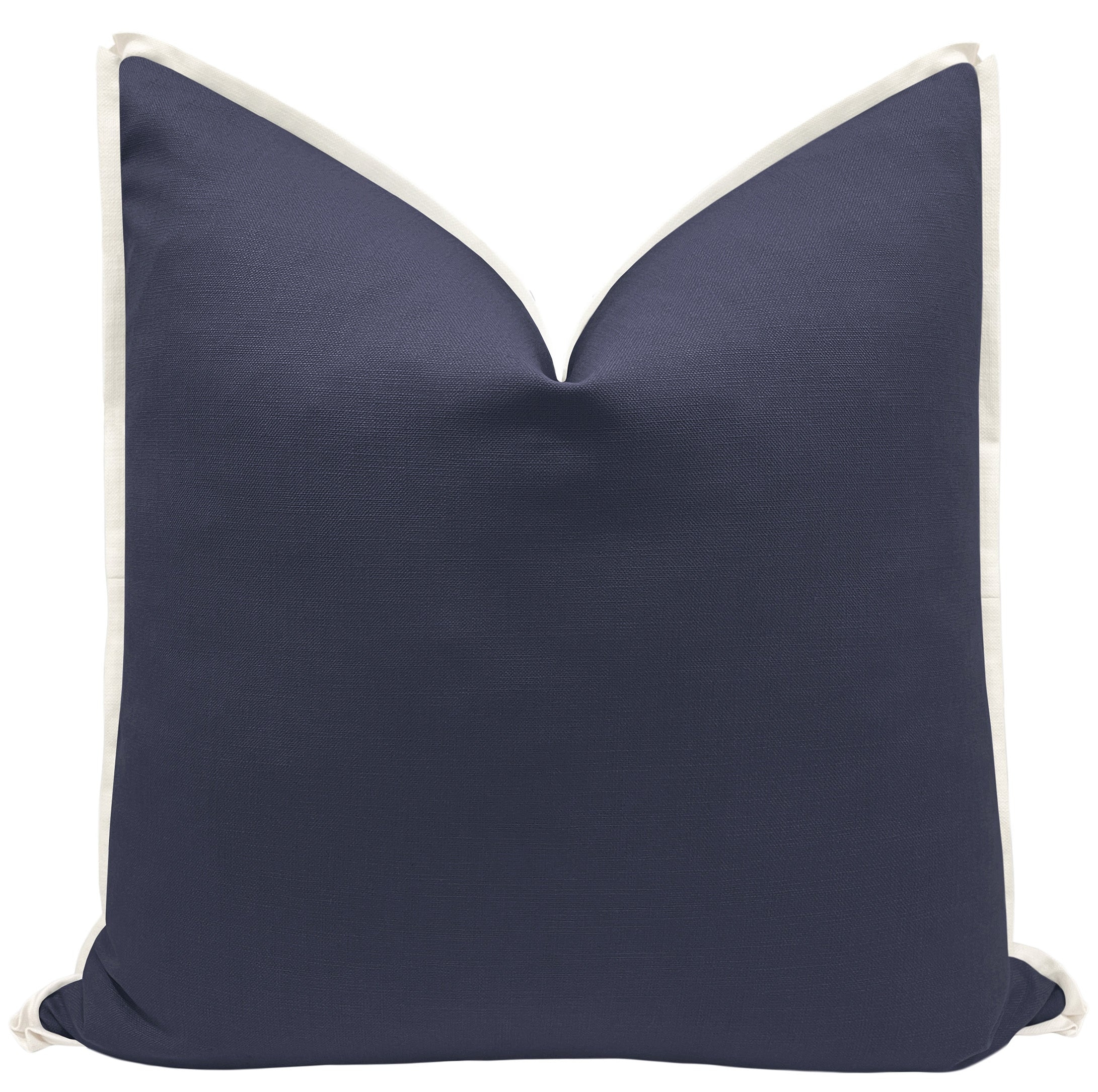 THE MARIPOSA : CLASSIC LINEN // NAVY BLUE + CLASSIC LINEN // BONE - 20" X 30" QUEEN SHAM - Image 0