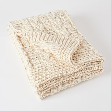 Made*Here New York 100% Cotton Braided Cable Knit Throw - Image 3