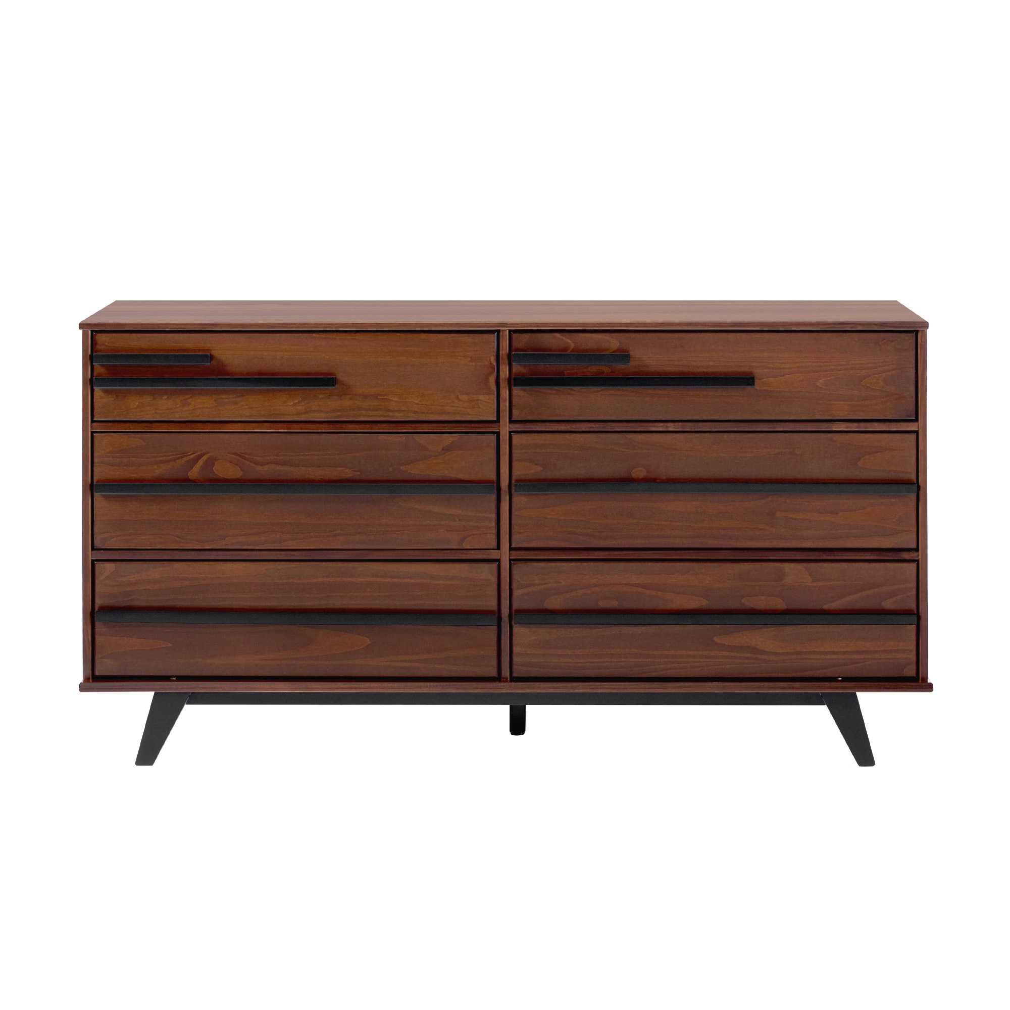 Modern Solid Wood Detailed 6-Drawer Dresser - Walnut - Image 1