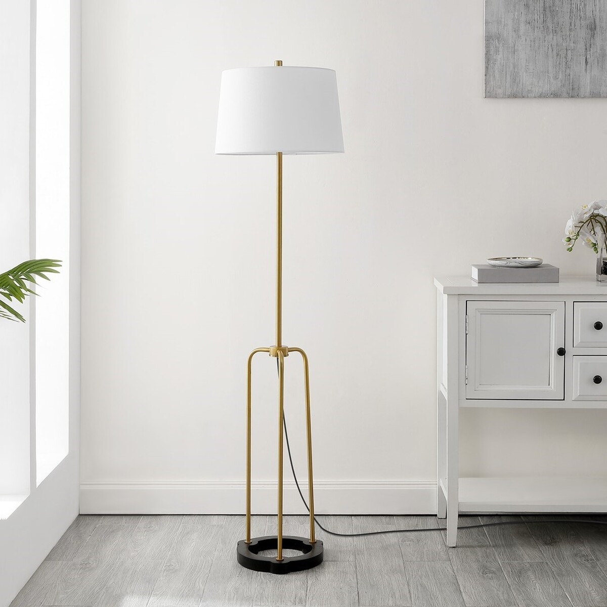 Lydie 62" Floor Lamp - Brass / Black - Safavieh - Image 2