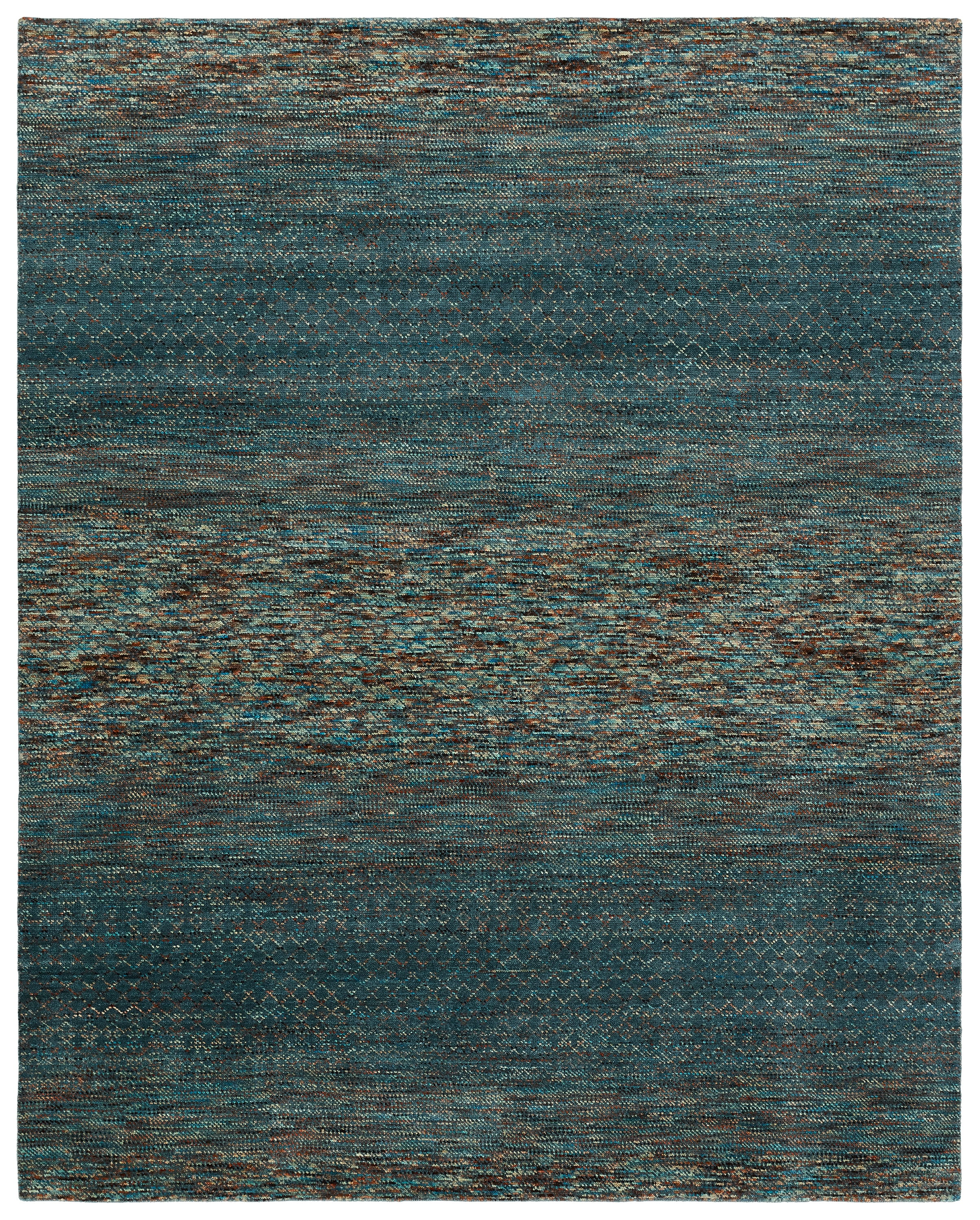Aissa HRM01 Handknotted Solid Blue and Multicolor Area Rug (6'x9') - Image 0