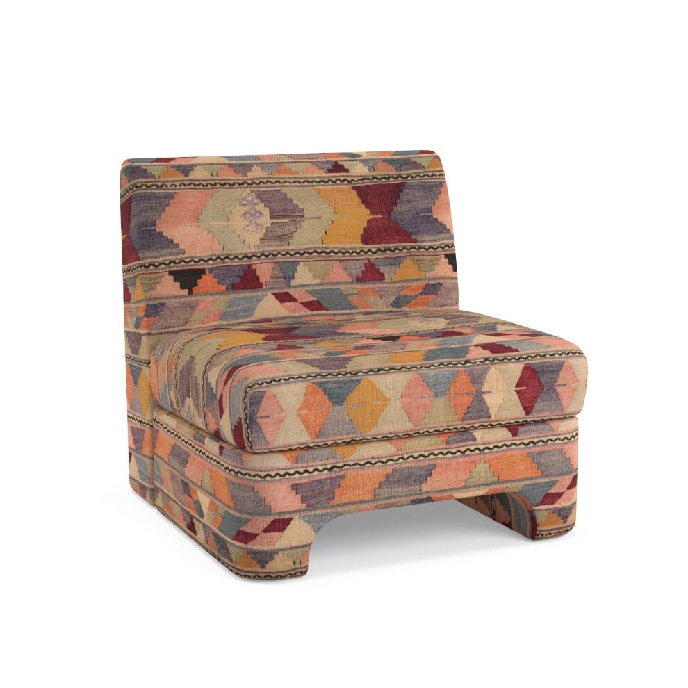 Shell Psychedelic Kilim Sienna Slipper Chair by St. Frank | Orange | 30"W x 30"D x 30"H Seat - Image 1