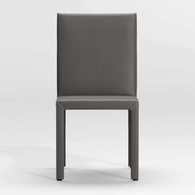 Folio Dark Grey Top-Grain Leather Dining Chair - Image 0