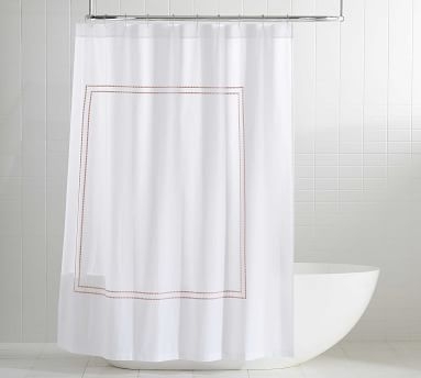 Coral Pearl Organic Embroidered Shower Curtain, 72" - Image 3