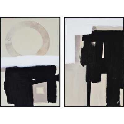 Set Of Two Rectangular Framed Abstract Artwork - Image 0