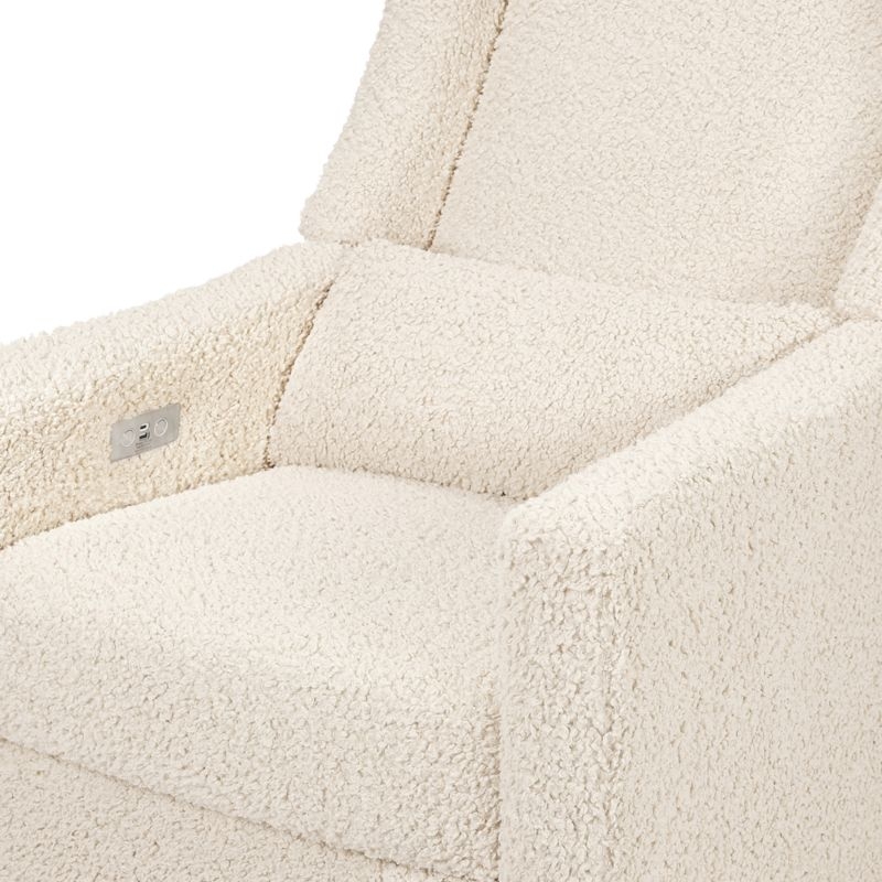 Babyletto Kiwi Almond Teddy Loop Nursery Power Glider Recliner Chair with Light Wood Base - Image 6