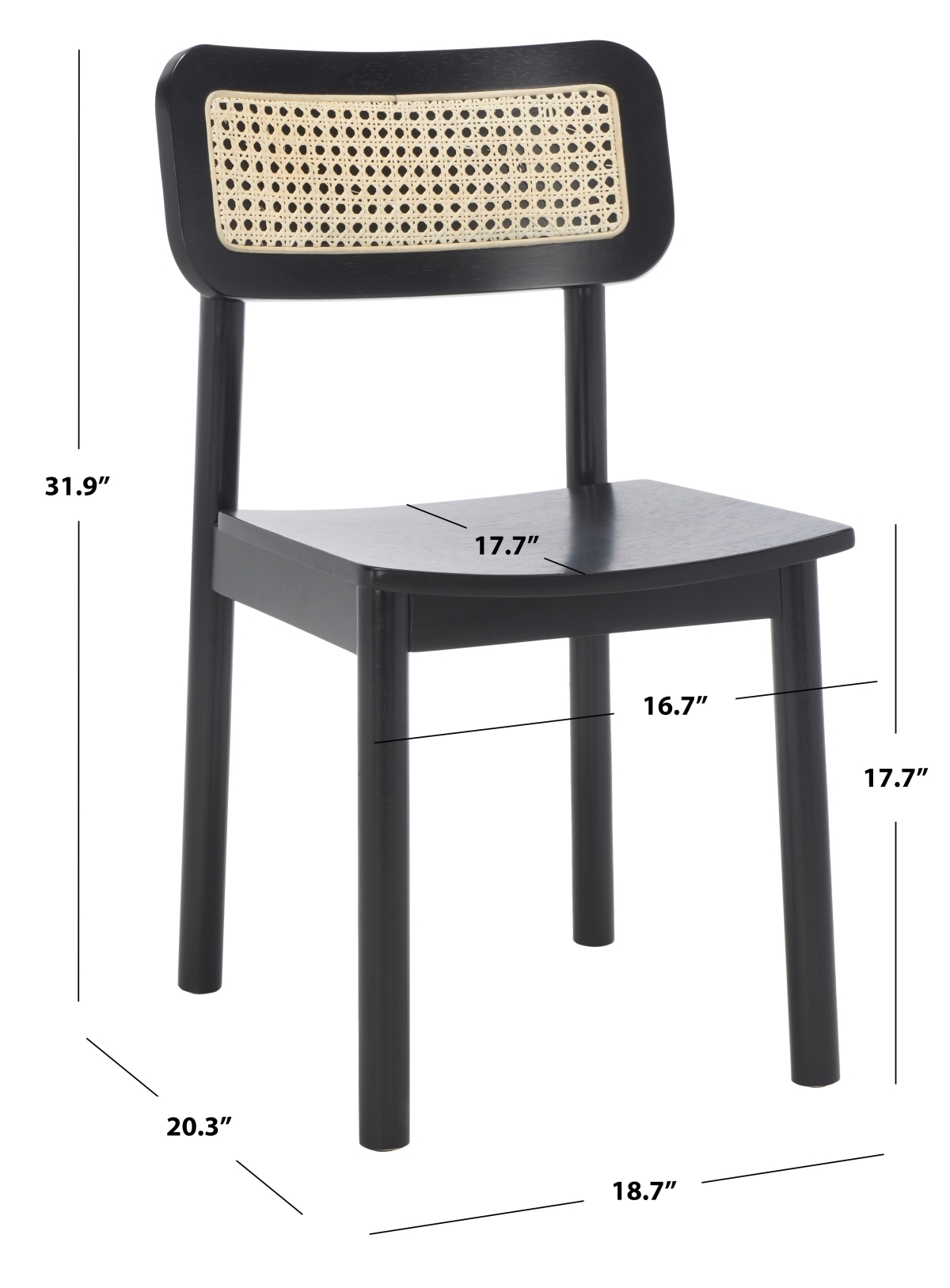 Egon Dining Chair - Black / Natural - Safavieh- set of 2 - Image 5
