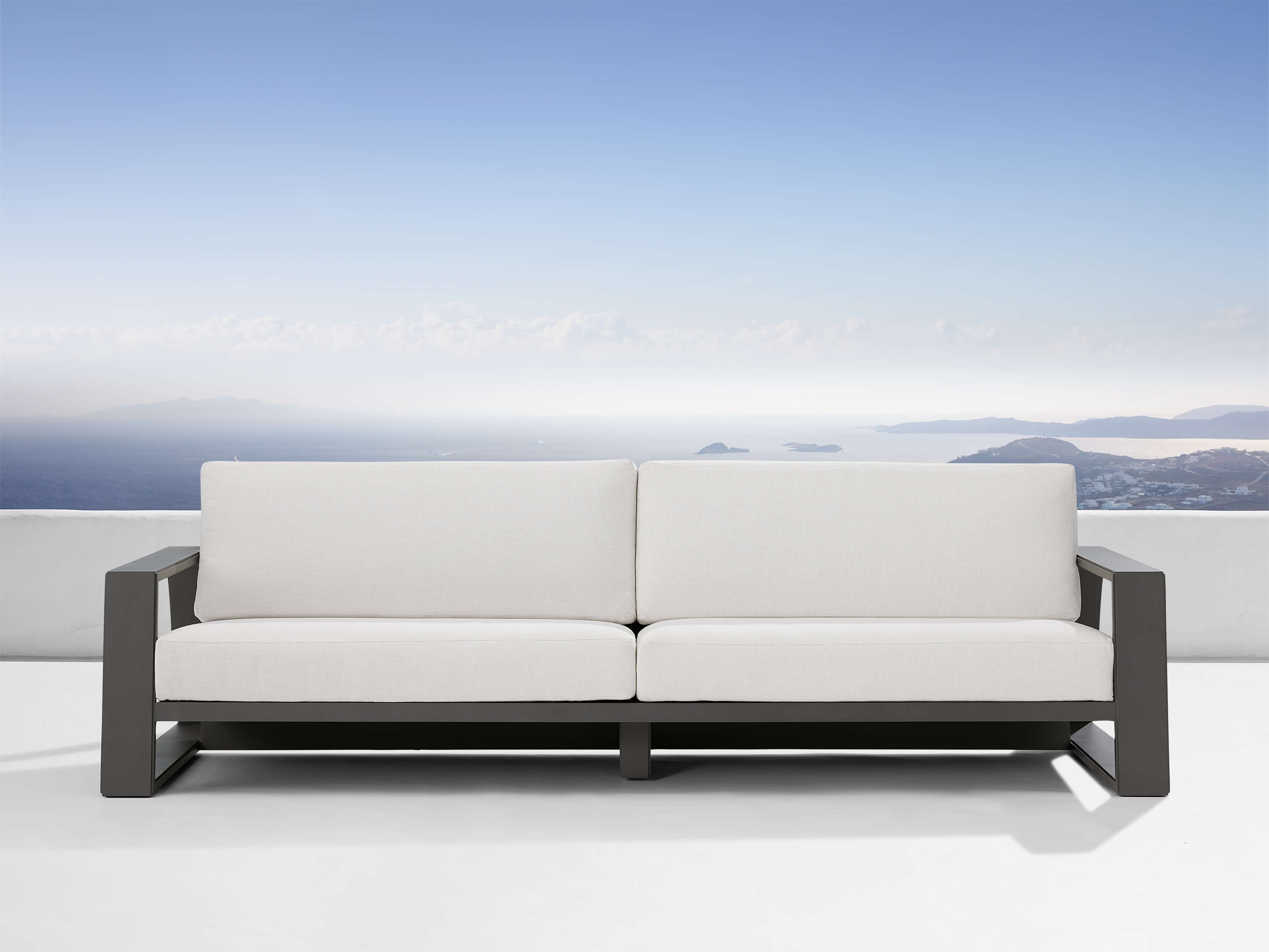 Canyon Outdoor Sofa Aluminum in Gray  Eden Snow/111" - Image 0