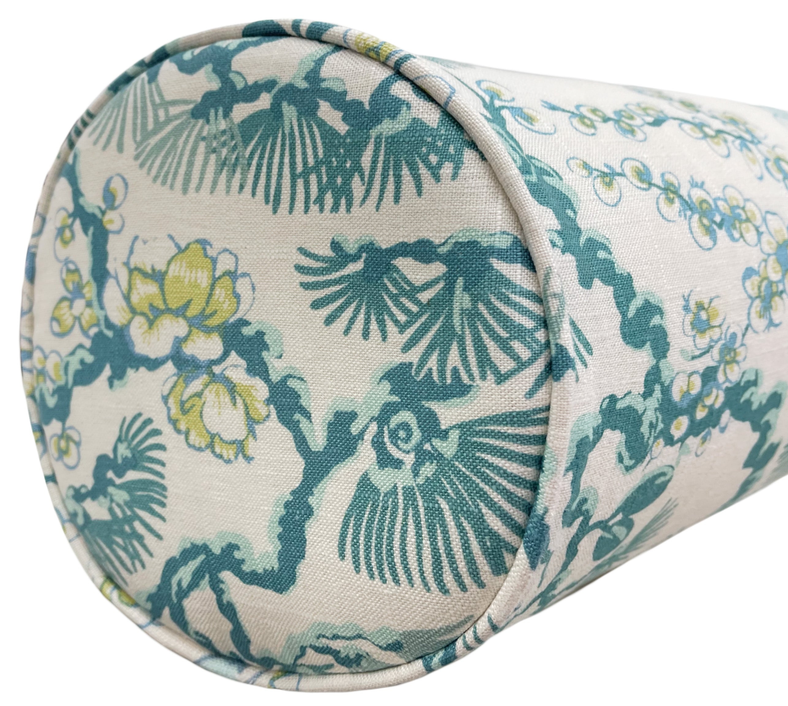 THE BOLSTER :: TRELLIS LINEN PRINT  // AEGEAN - BY THE YARD - Image 1