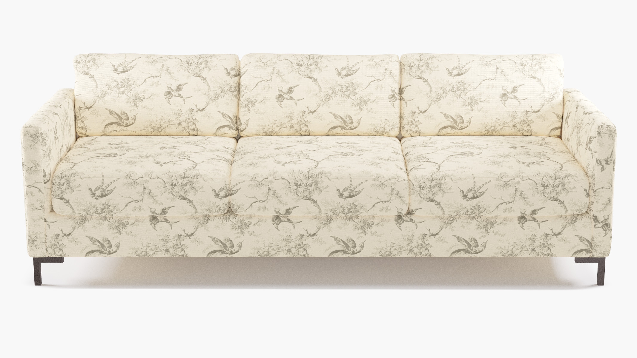 Modern Sofa, Cream Swallows, Bronze L Leg - Image 0
