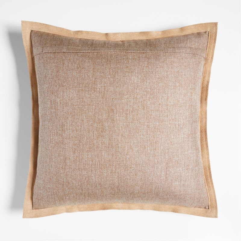 Hyde Pieced Suede 23x23 Camel Tan Throw Pillow with Feather Insert - Image 3