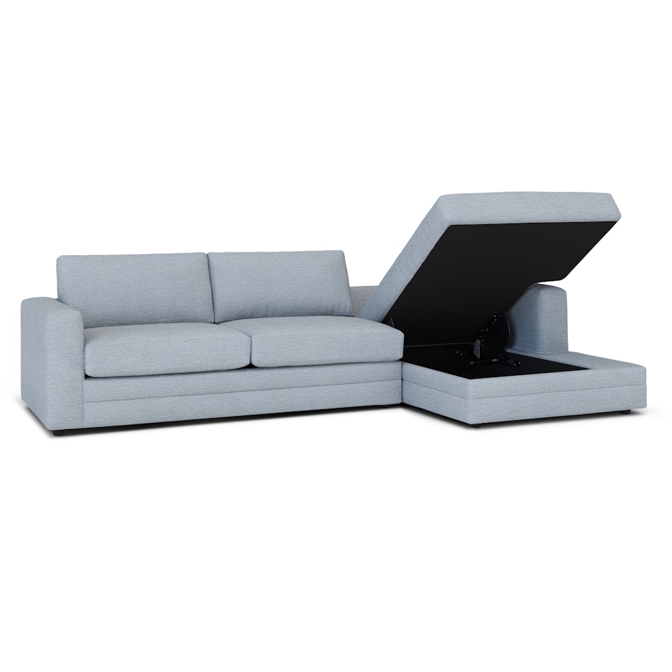 Riley 118" Right Storage Sleeper Sectional - Silver Light Blue - Image 2