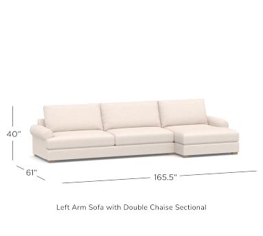 Canyon Roll Arm Upholstered Left Arm Sofa with Double Chaise SCT, Down Blend Wrapped Cushions, Performance Heathered Basketweave Dove - Image 4