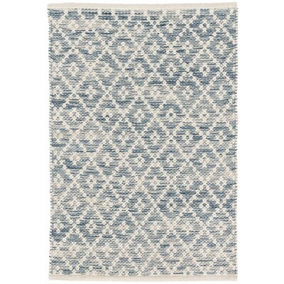 Melange Geometric Handmade Flatweave Cotton Blue/Ivory Area Rug - Image 0