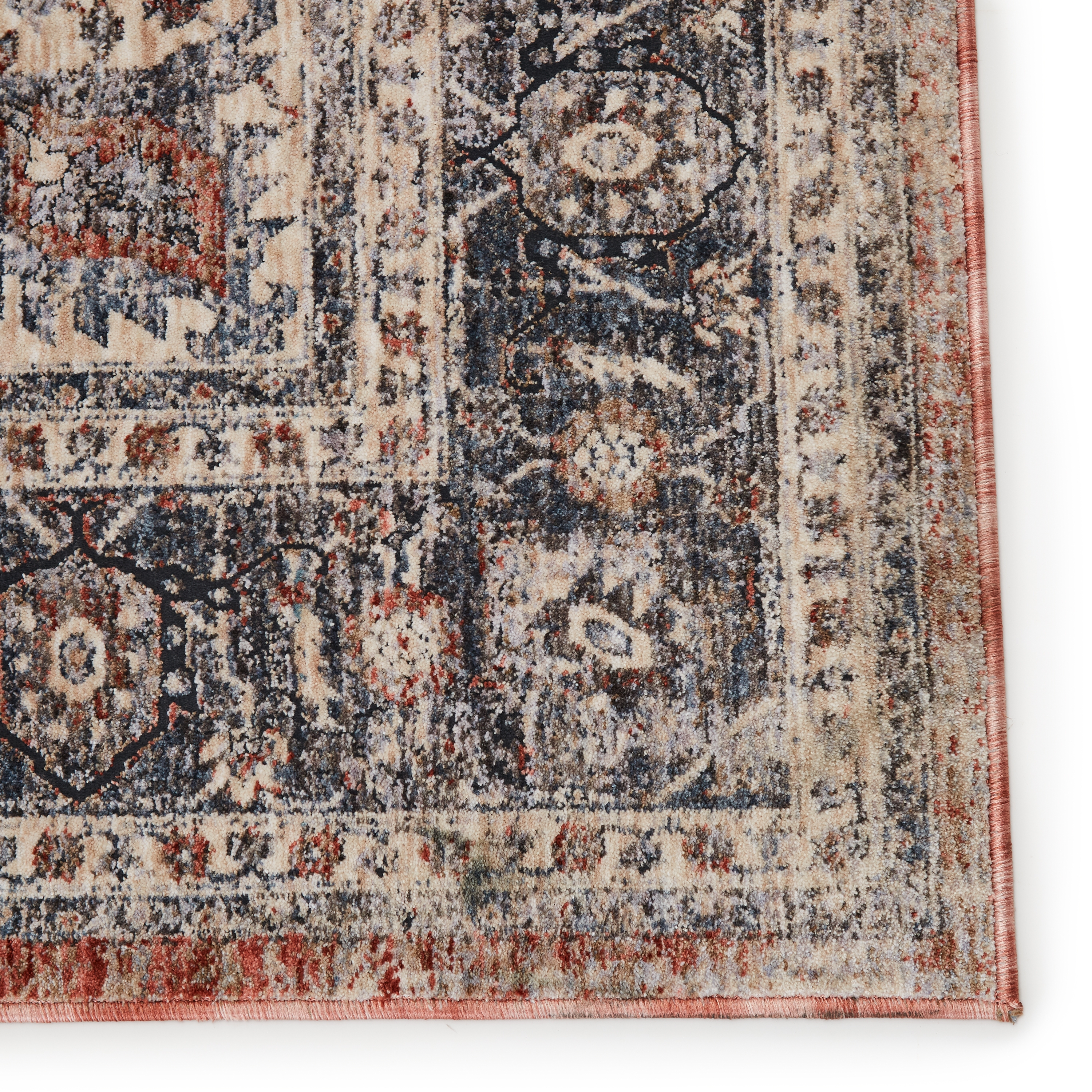 Vibe by Temple Medallion Gray/ Red Area Rug (5'3"X7'6") - Image 3