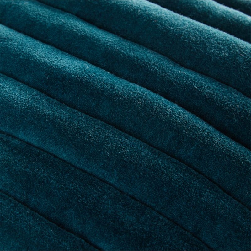 18" Channeled Teal Velvet Pillow with Feather-Down Insert - Image 4