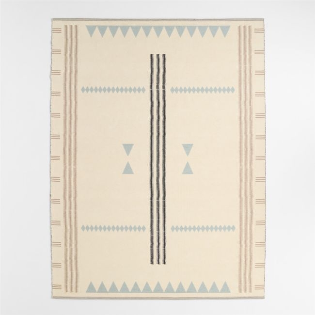 Mirror Pattern Mist Blue Chenille Kids Area Rug 5'x8' - Image 0