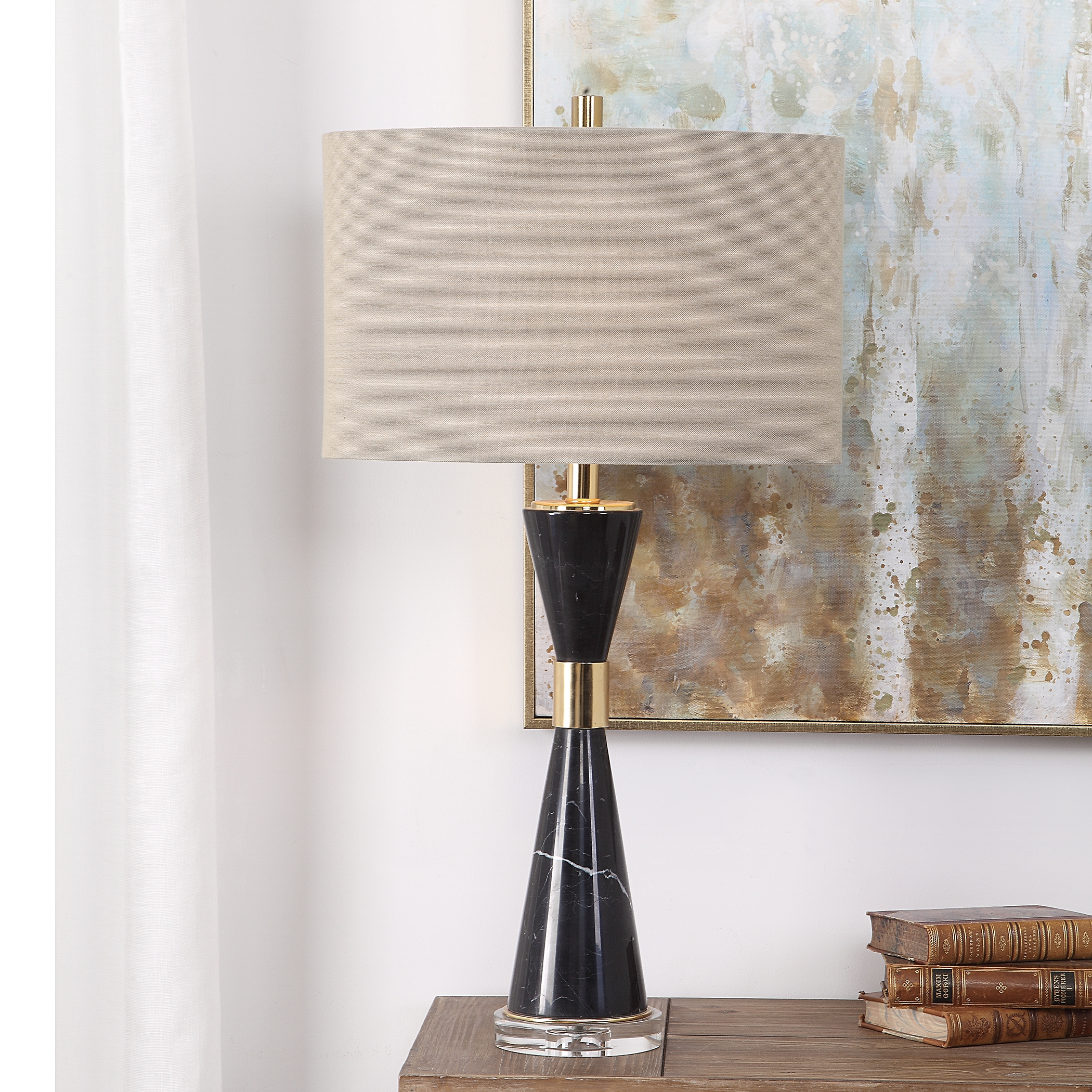 Alastair Black Marble Table Lamp - Image 2