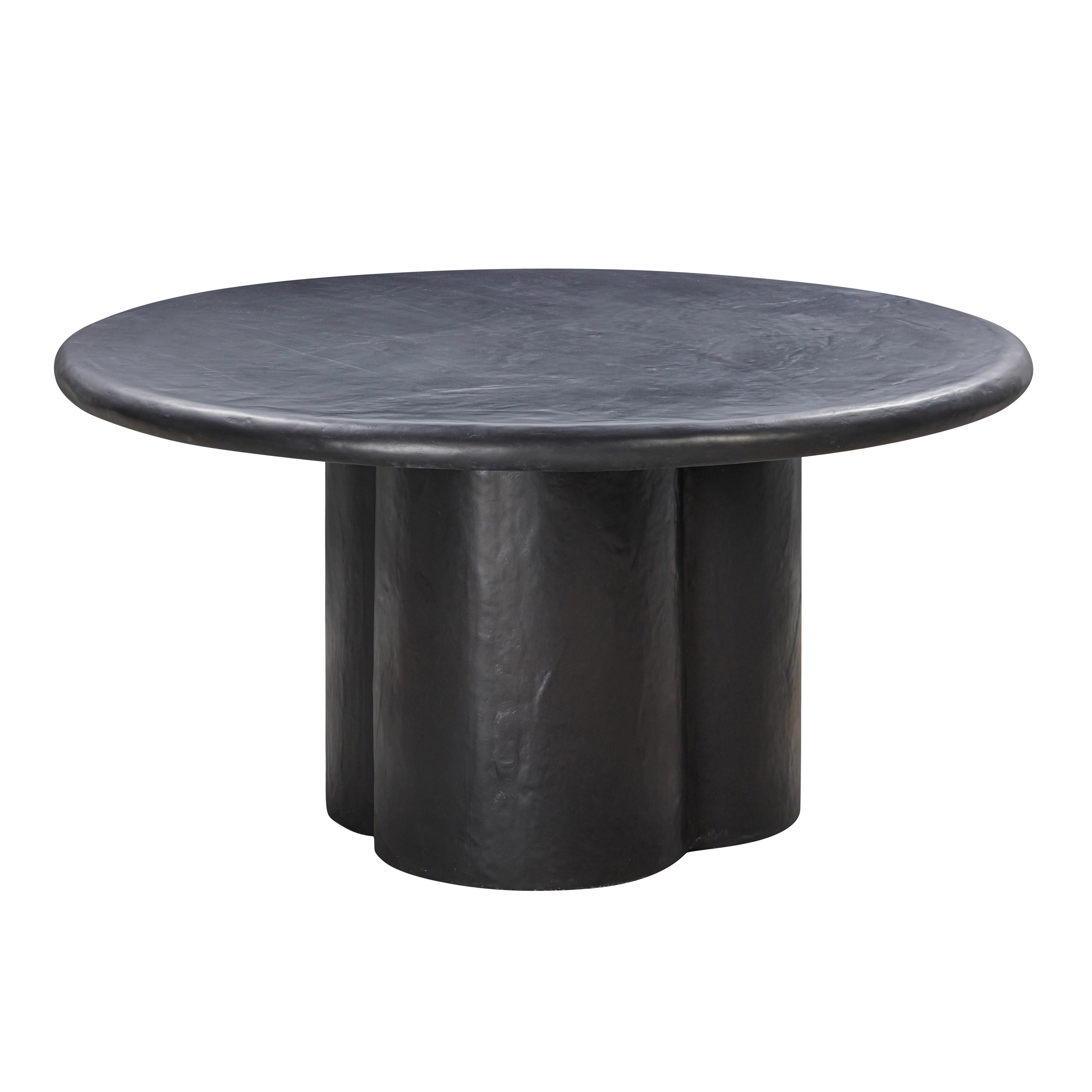 Elika Black Faux Plaster Round Dining Table - Image 0
