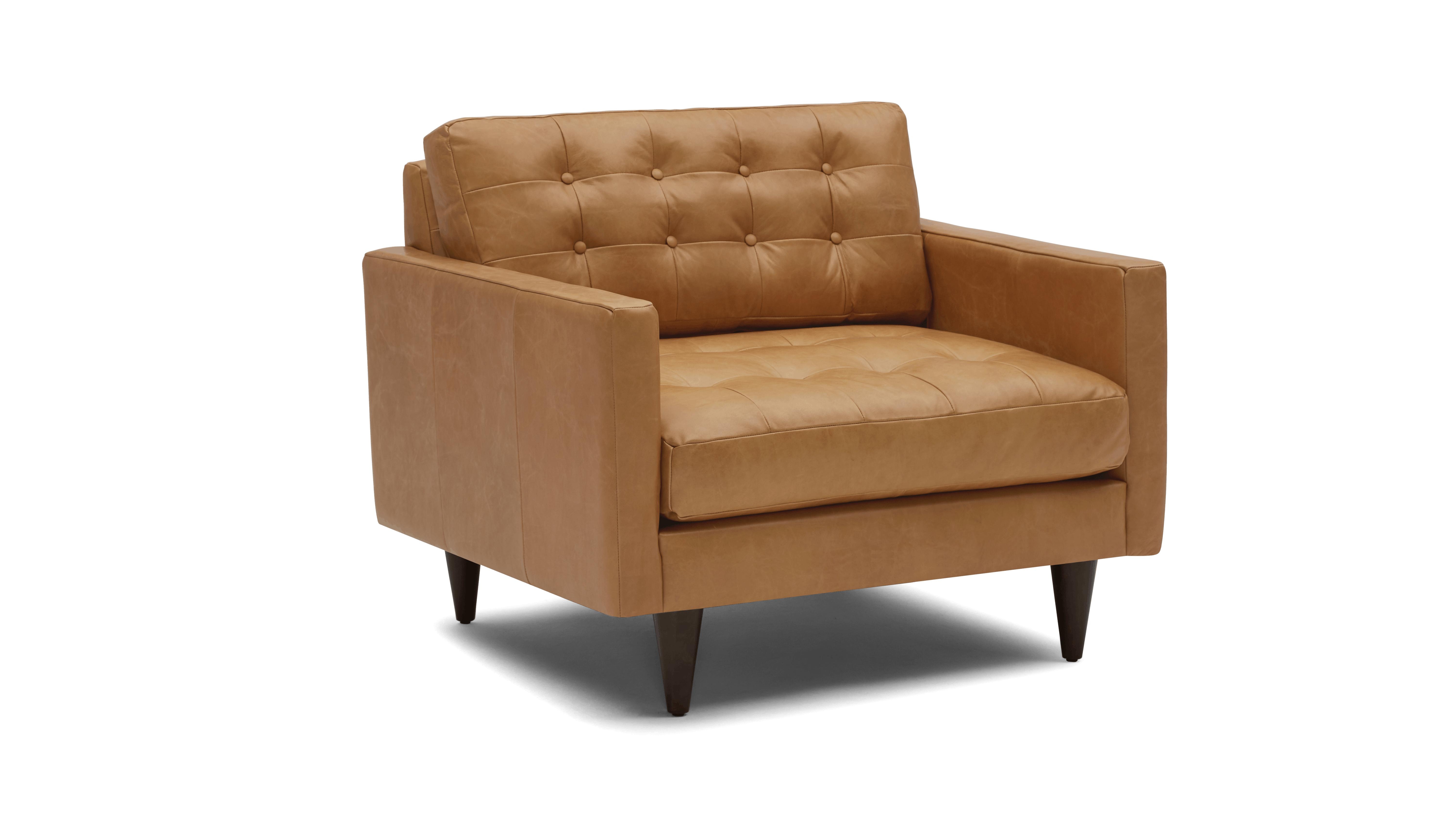 Brown Eliot Mid Century Modern Leather Chair - Santiago Camel - Mocha - Image 1
