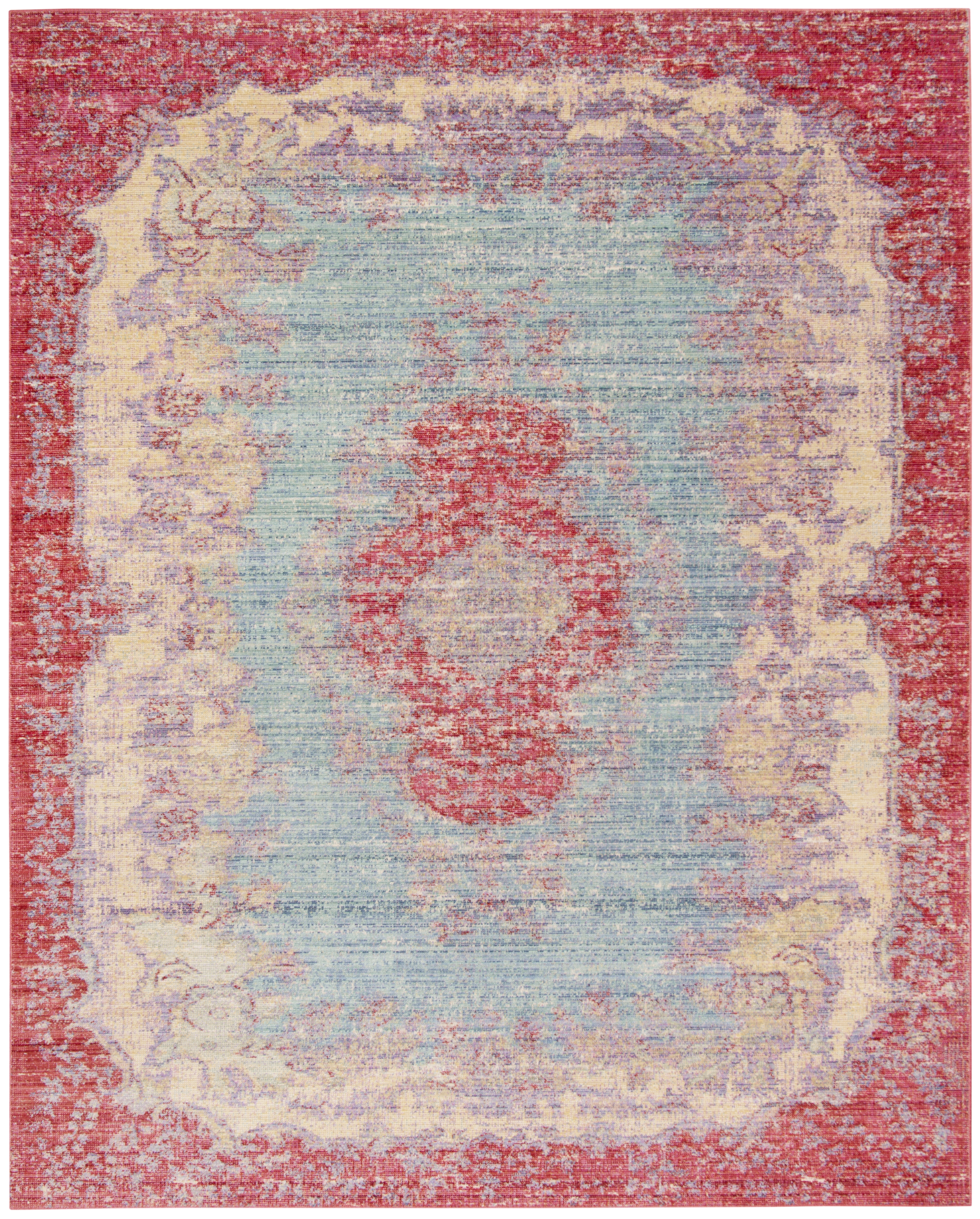 Arlo Home Woven Area Rug, WDS305A, Light Blue/Fuchsia,  8' X 10' - Image 0