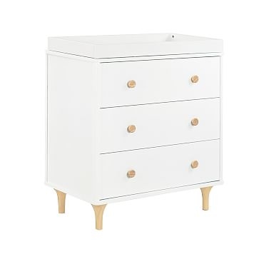Lolly 3-Drawer Changer Dresser with Removable Changing Tray, White/Natural, WE Kids - Image 3