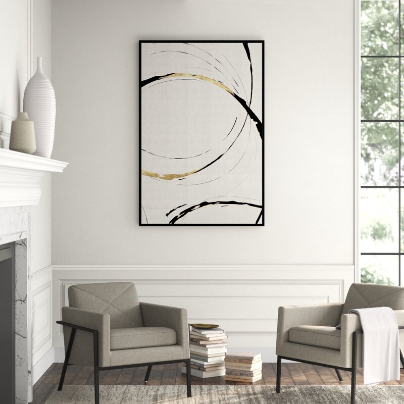 JBass Grand Gallery Collection 'Gold Ribbon II' Framed Graphic Art Print on Canvas - Image 0