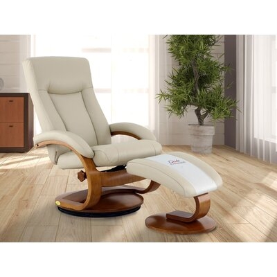 Morpeth 30" Wide Genuine Leather Manual Swivel Ergonomic Recliner with Ottoman - Image 0
