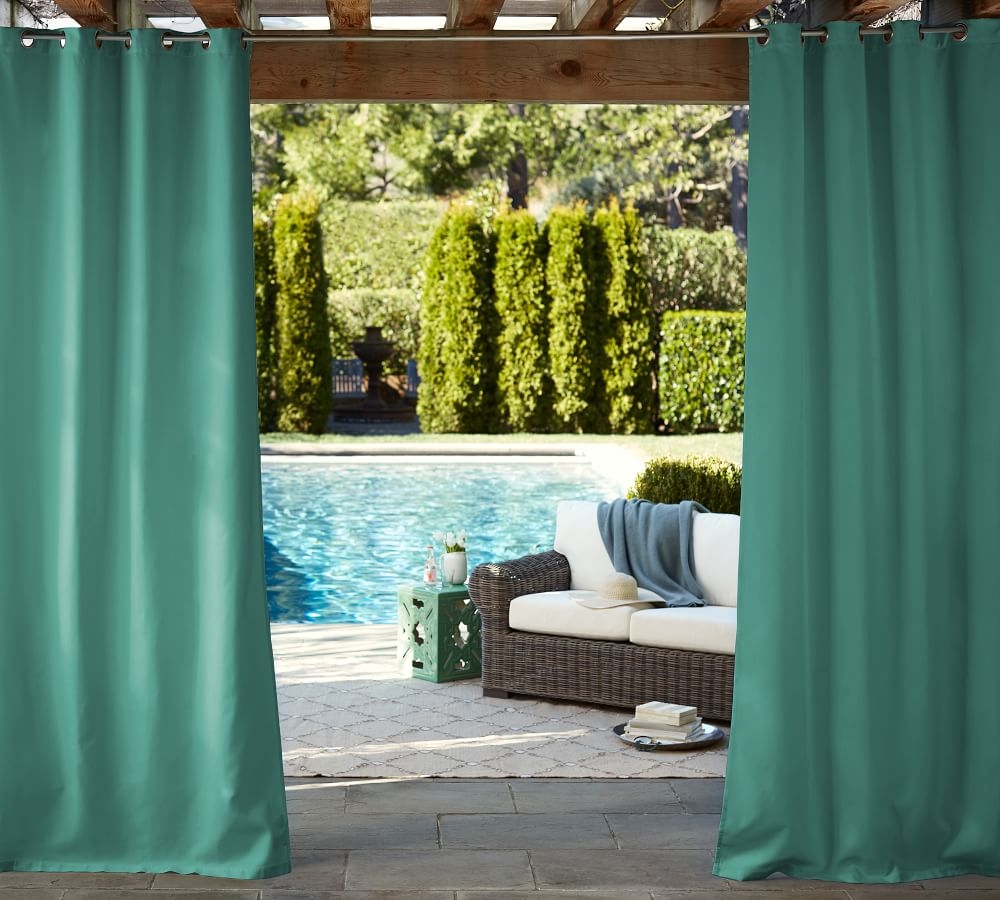 Outdoor Grommet Solid Cast Curtain, Sunbrella(R) Cast, Breeze, 48"x84" - Image 0