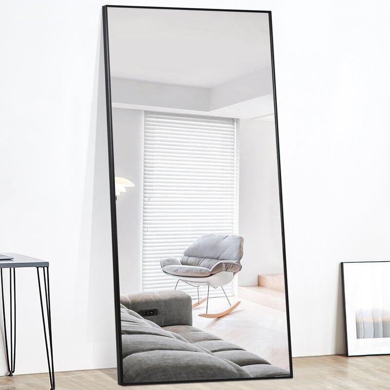 Niehaus Modern & Contemporary Full Length Mirror, Black, 24" x 71" - Image 2