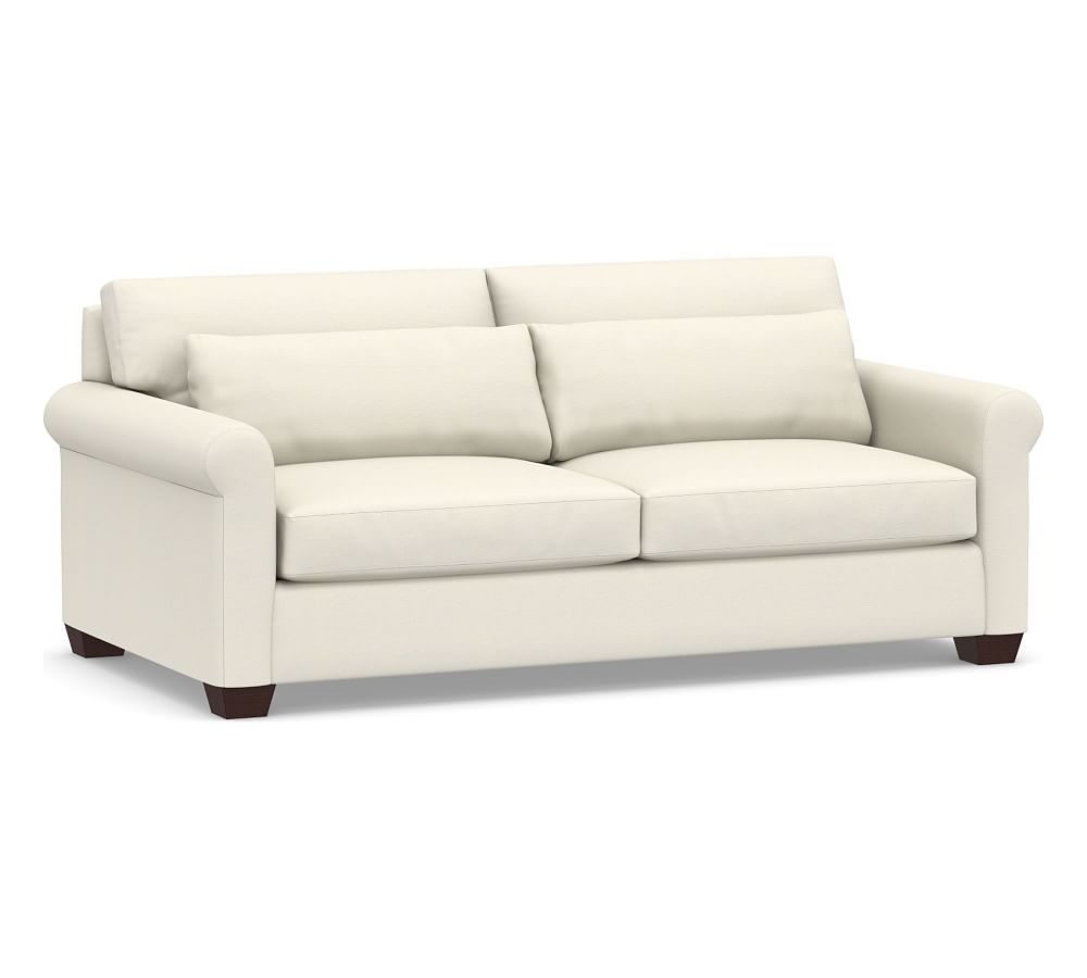 York Roll Arm Upholstered Deep Seat Sofa 2-Seater, Down Blend Wrapped Cushions, Textured Twill Ivory - Image 0