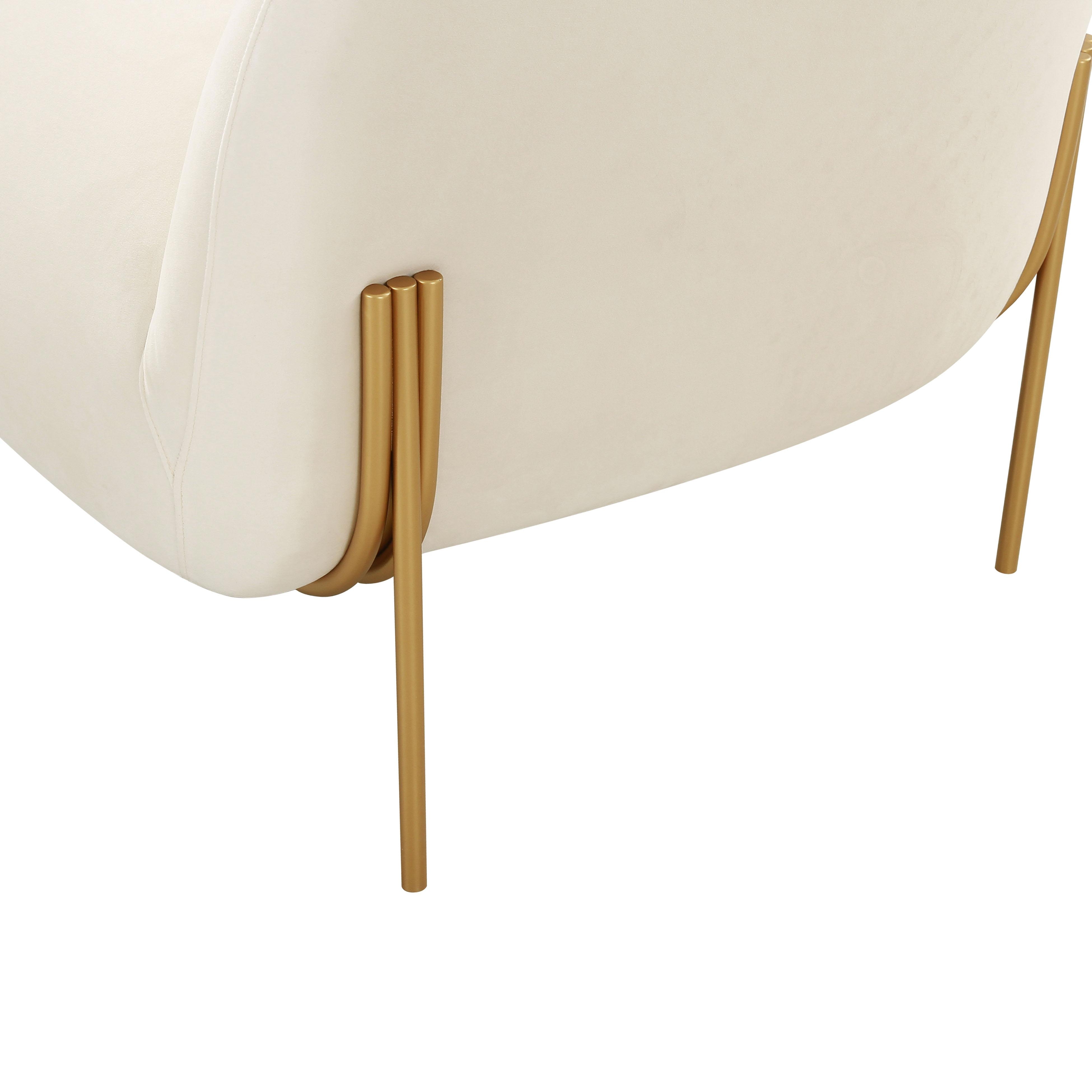Kandra Cream Velvet Accent Chair - Image 3