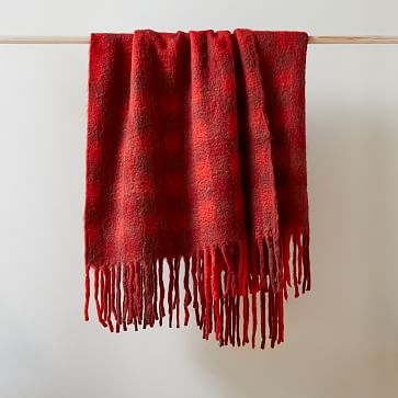Brushed Plaid Throw, 50"x60", Red Multi - Image 0