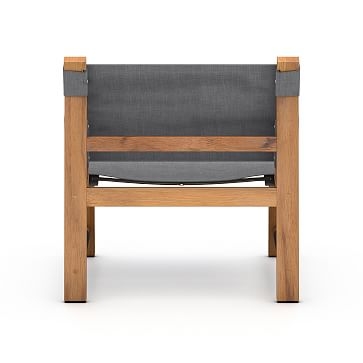 Teak Outdoor Sling Chair,Teak,White - Image 1