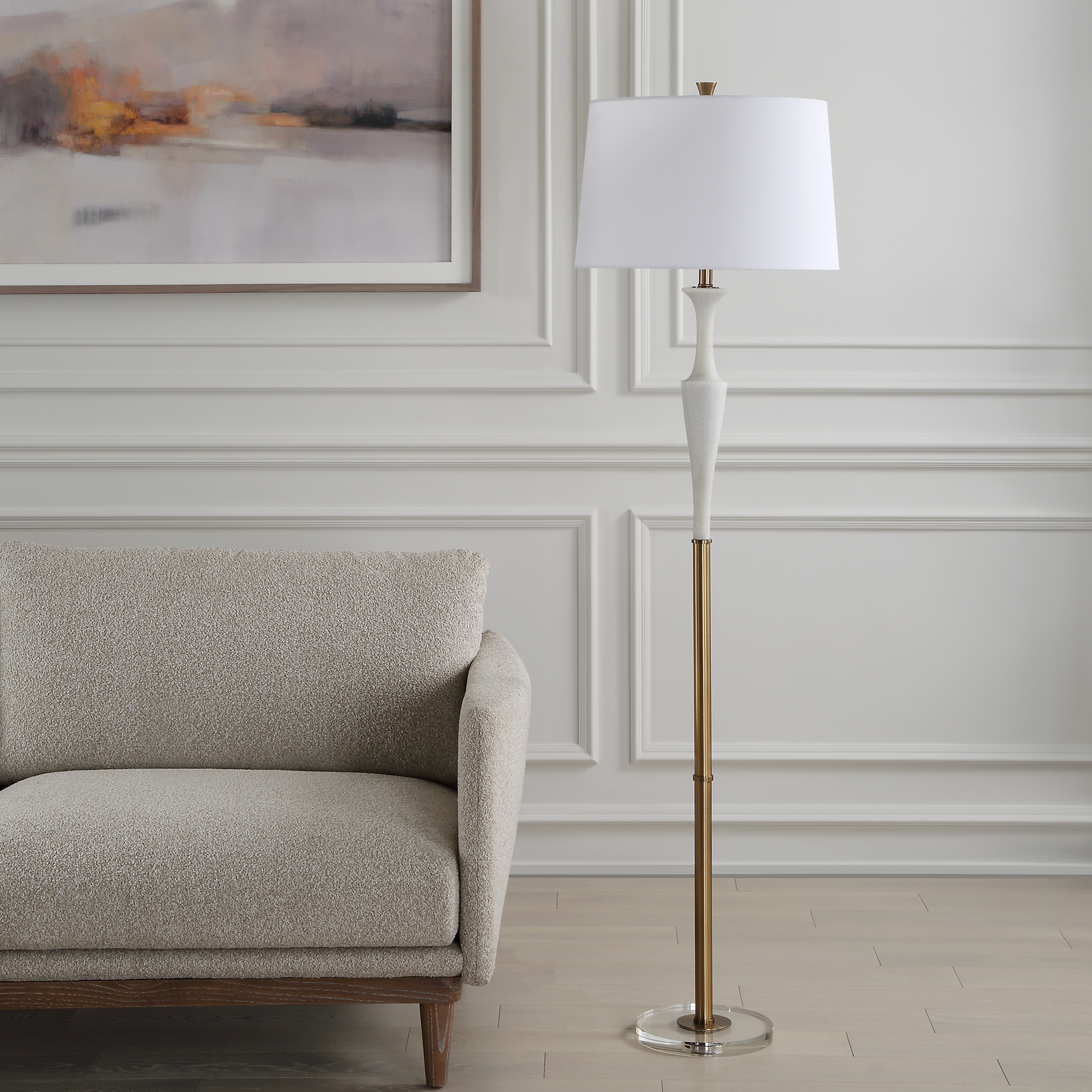 Colette White Stone Floor Lamp - Image 2