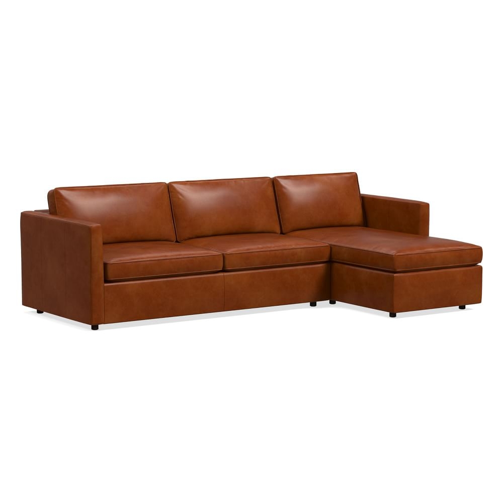 Harris 104" Right Multi-Seat Queen Sleeper Sectional w/ Storage, Vegan Leather, Saddle - Image 0