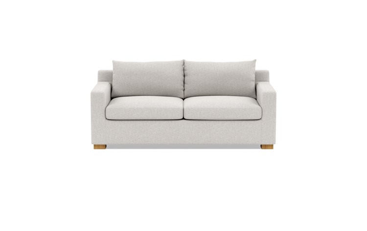 Sloan Sleeper Sleeper Sofa with Beige Pebble Fabric, standard down blend cushions, and Natural Oak legs - Image 0
