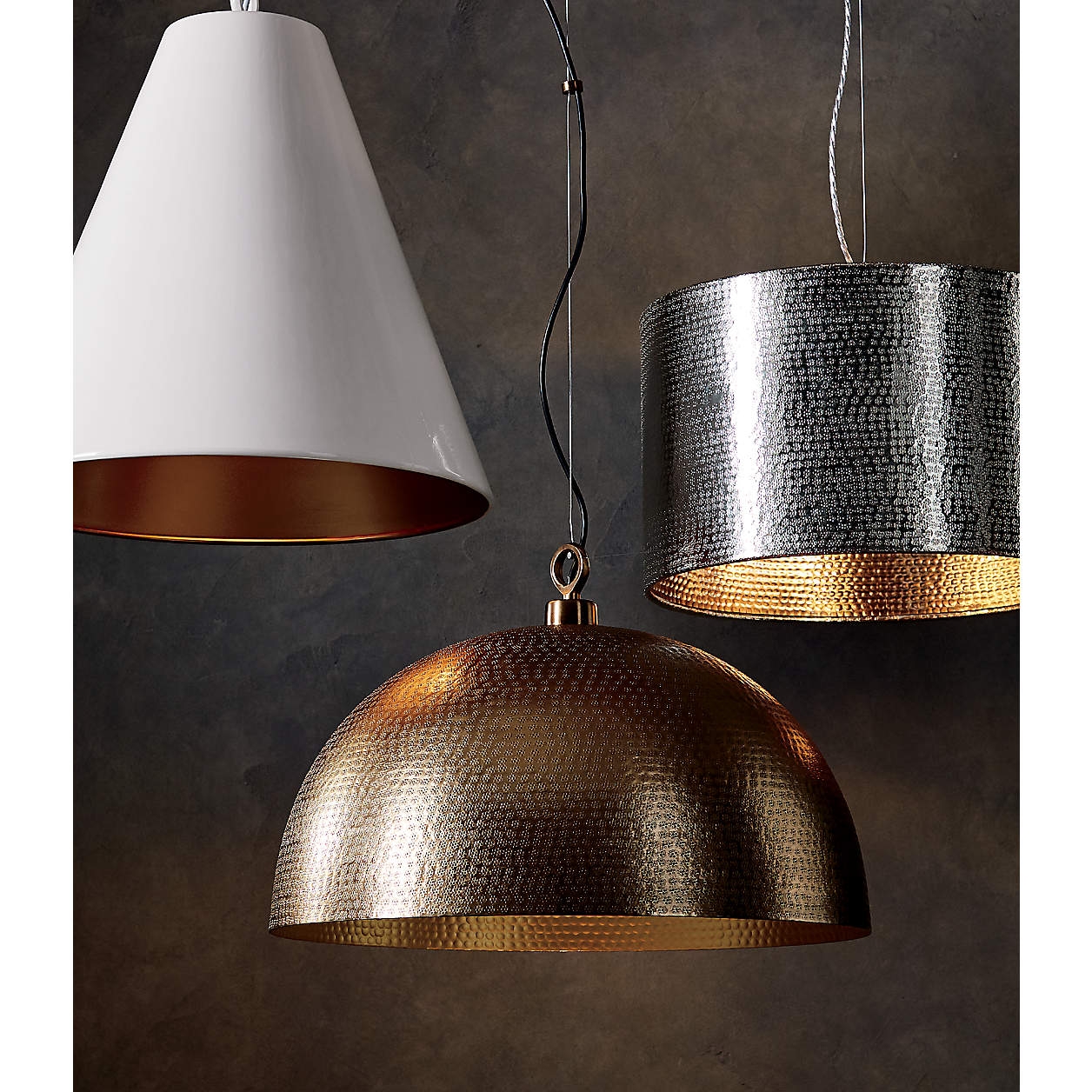 Rodan Hammered Brass Metal Dome Pendant Light - Image 5