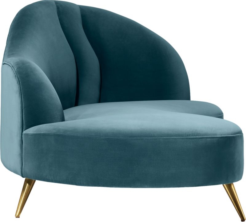 Copine Peacock Velvet Curved Chaise Lounge - Image 4