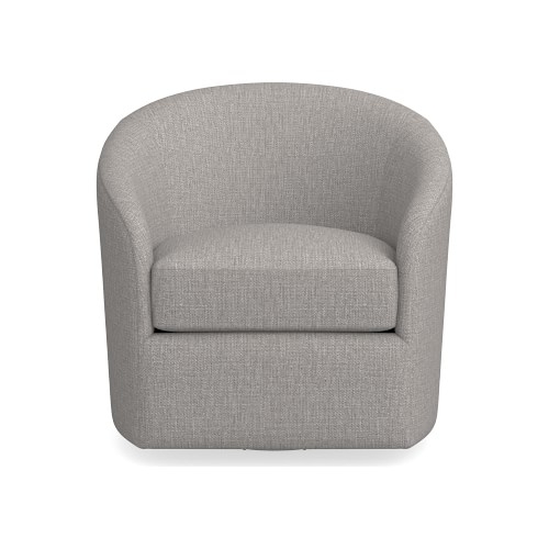 Montclair Swivel Armchair, Standard Cushion, Perennials Performance Melange Weave, Fog, Ebony Leg - Image 0