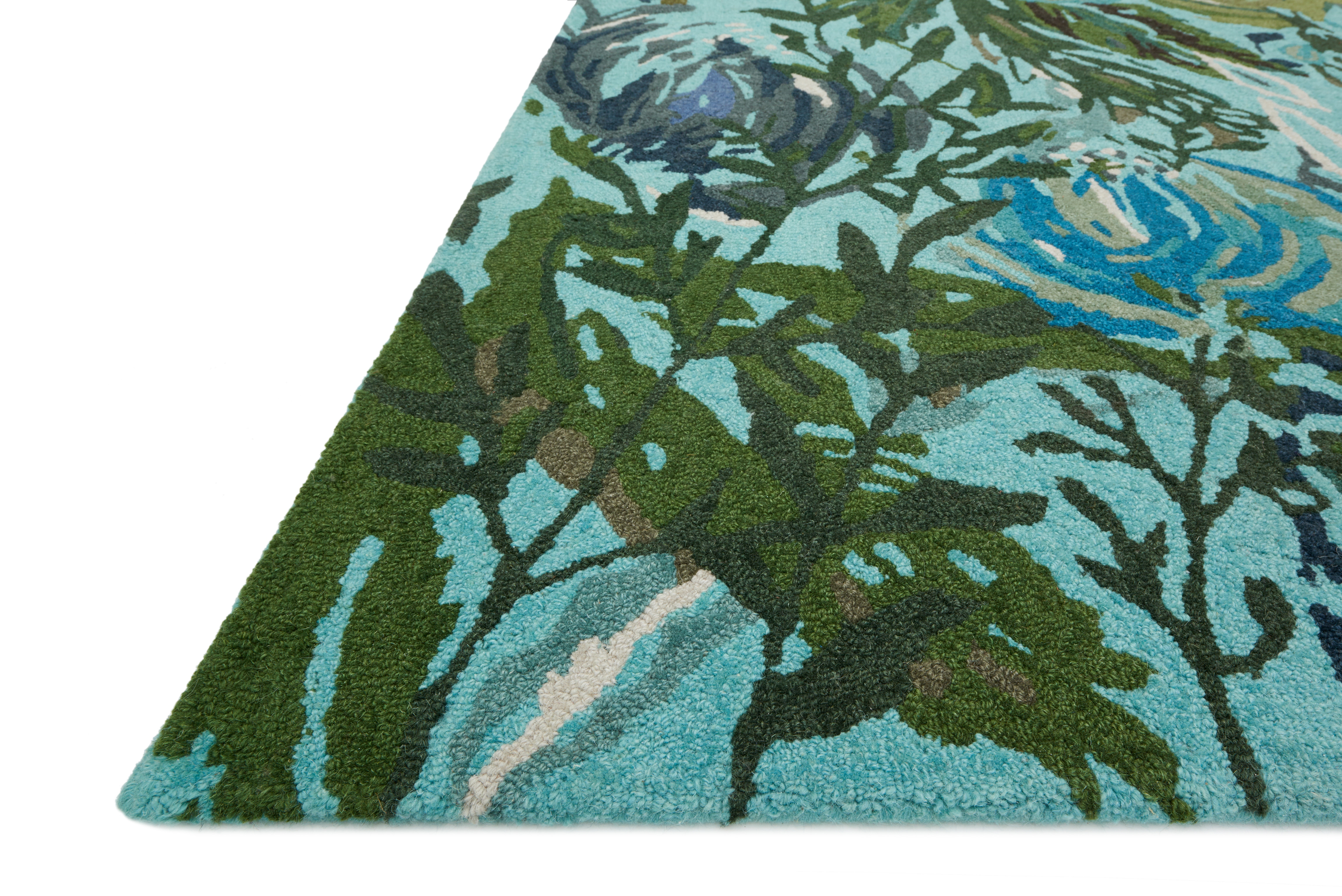 Loloi Wild Bloom WV-03 Aqua / Green 18" x 18" Sample - Image 1
