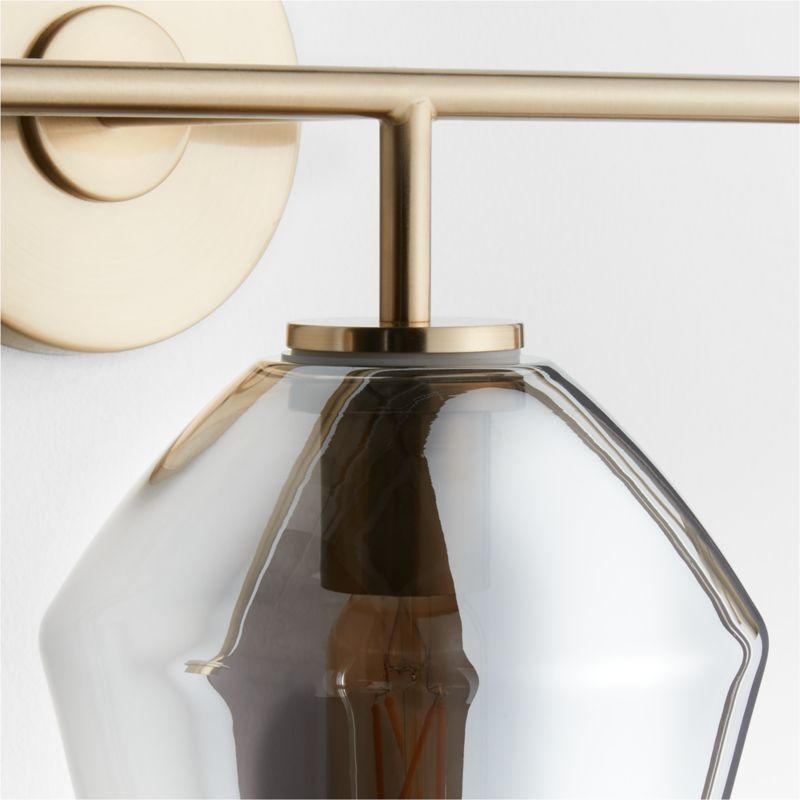 Arren Brass 3-Light Wall Sconce with Silver Angled Shades - Image 3