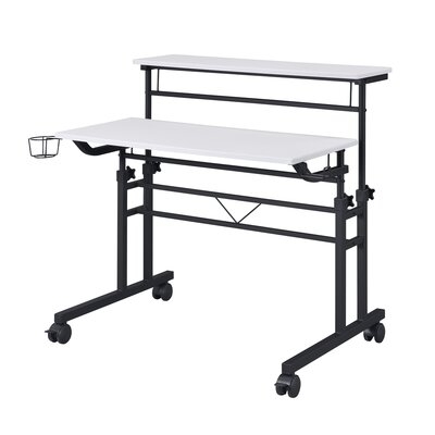 Rolling Writing Desk With Height Adjustable Desktop And Moveable Shelf - Image 0