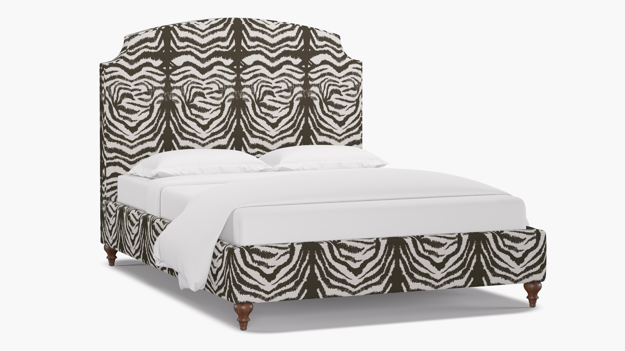 Cove Bed, Zebra, Walnut Traditional Turned Leg, King - Image 1