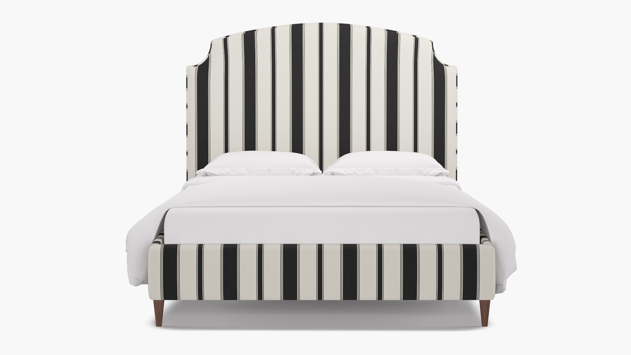 Cove Bed, Ink Clarence Stripe, Walnut Square Tapered Leg, King - Image 0