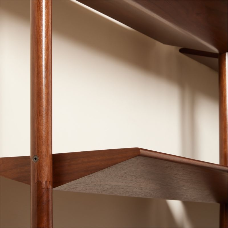 Nabla Brown Walnut Wood Wall Mount Bookcase - Image 3