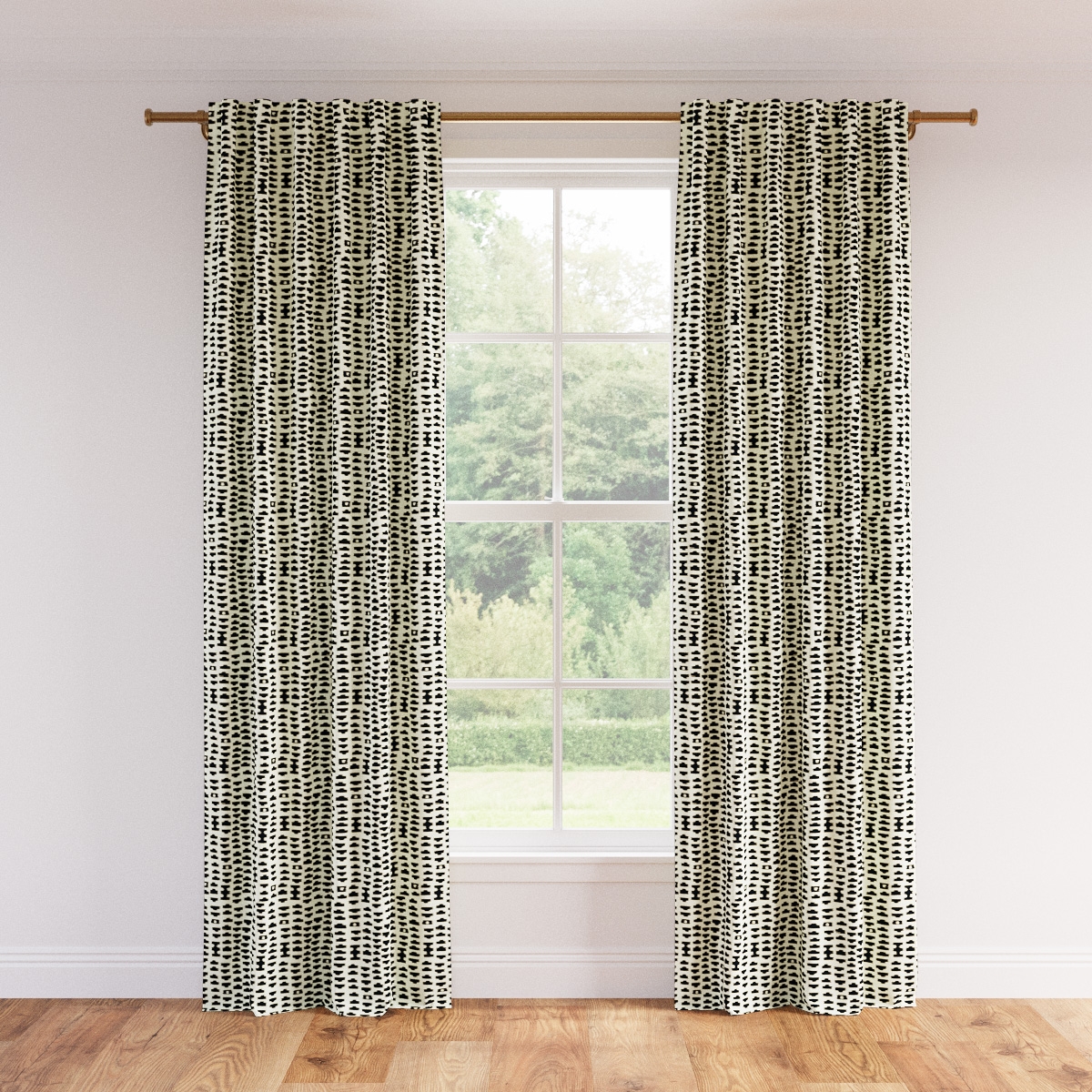 Printed Linen Curtain, Ivory Odalisque, 50" x 96", Privacy - Image 0