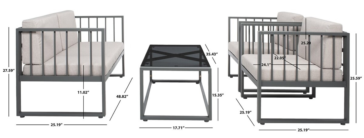 Holyoke 4 Pc Living Set - Grey/Light Grey - Safavieh - Image 9