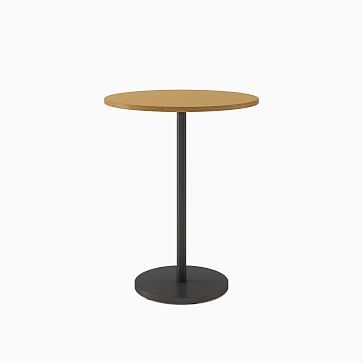 Restaurant Table, 30" Round W Sealer, Sand Oak, Bar Ht Orbit Base, Bronze, Bronze - Image 1